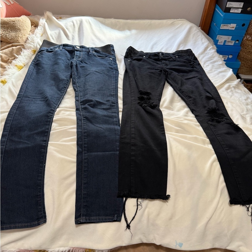 Paige Maternity Black and Dark Blue Jeans 25 Verdugo Ultra Skinny